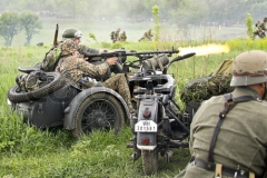 KIEV, UKRAINE - MAY 13 : member of Red Star history club wears historical military German  uniform during historical reenactment of 1945 WWII, May 13, 2012 in Kiev, Ukraine